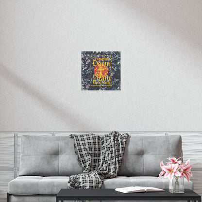 Trampling Down Death By Death | Paschal Floral Design with Gothic Script and Three-Bar Cross | Orthodox Christian Art Poster