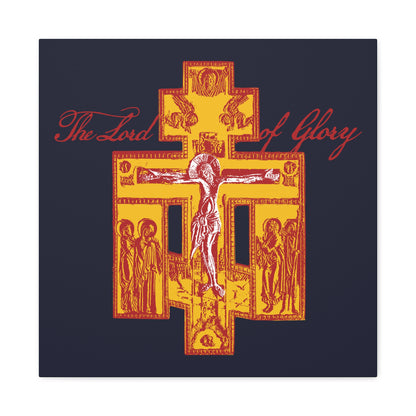 The Lord of Glory | Russian Golgotha Crucifix IconoGraphic (Blue BG) | 1 Corinthians 2:8 | Orthodox Christian Canvas Art