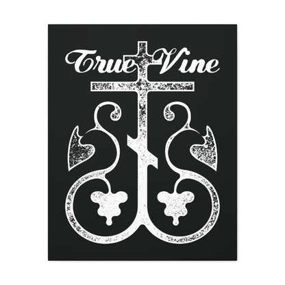 I Am the True Vine (John 15, Ezekiel 15) | Orthodox Cross with Grape Vine | Photocopy Effect | Orthodox Christian Canvas Wall Art