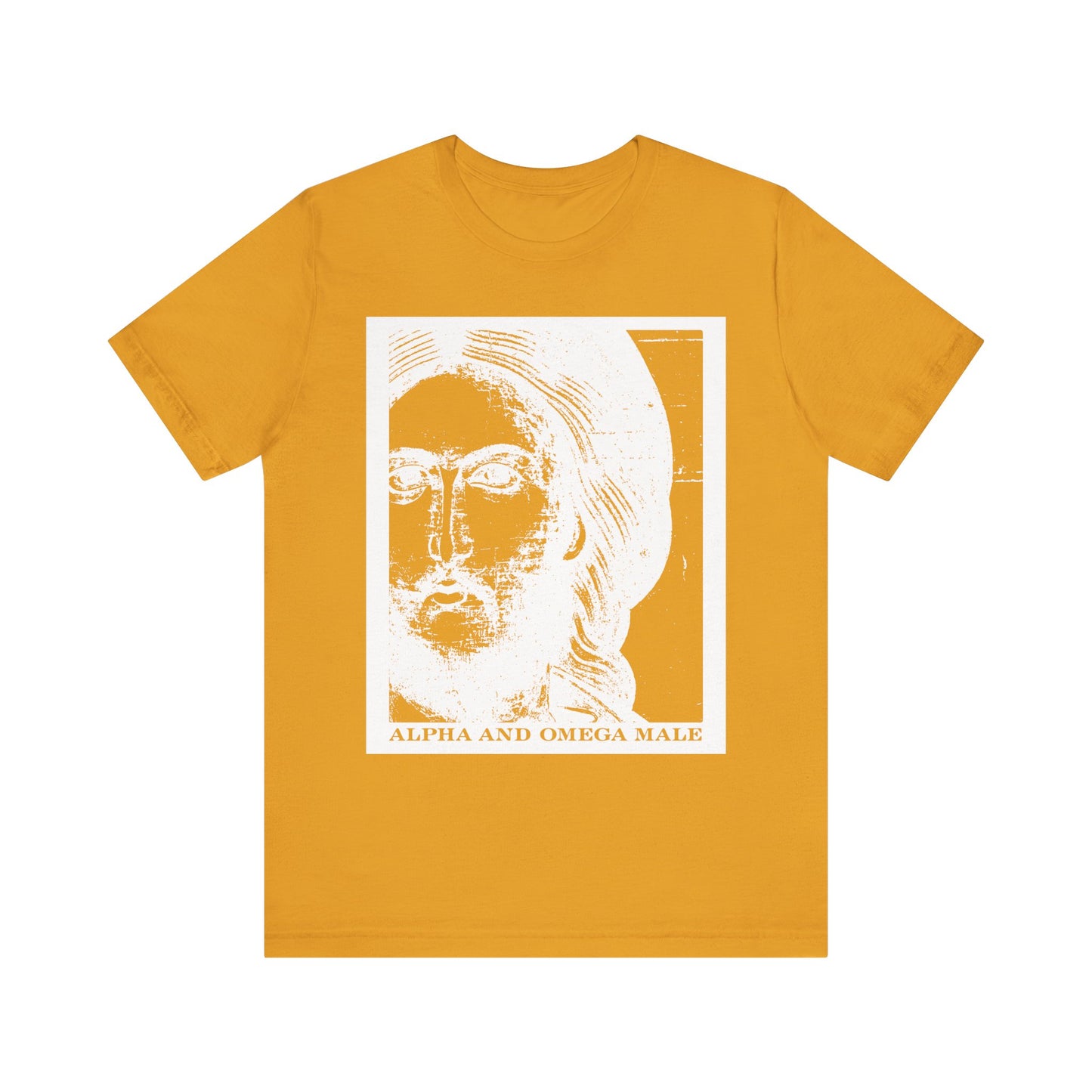 Alpha & Omega Male | Jesus Christ Icono-Graphic Photonegative | I am the Beginning & the End (Rev 22) | Lightweight Cotton Unisex T-Shirt