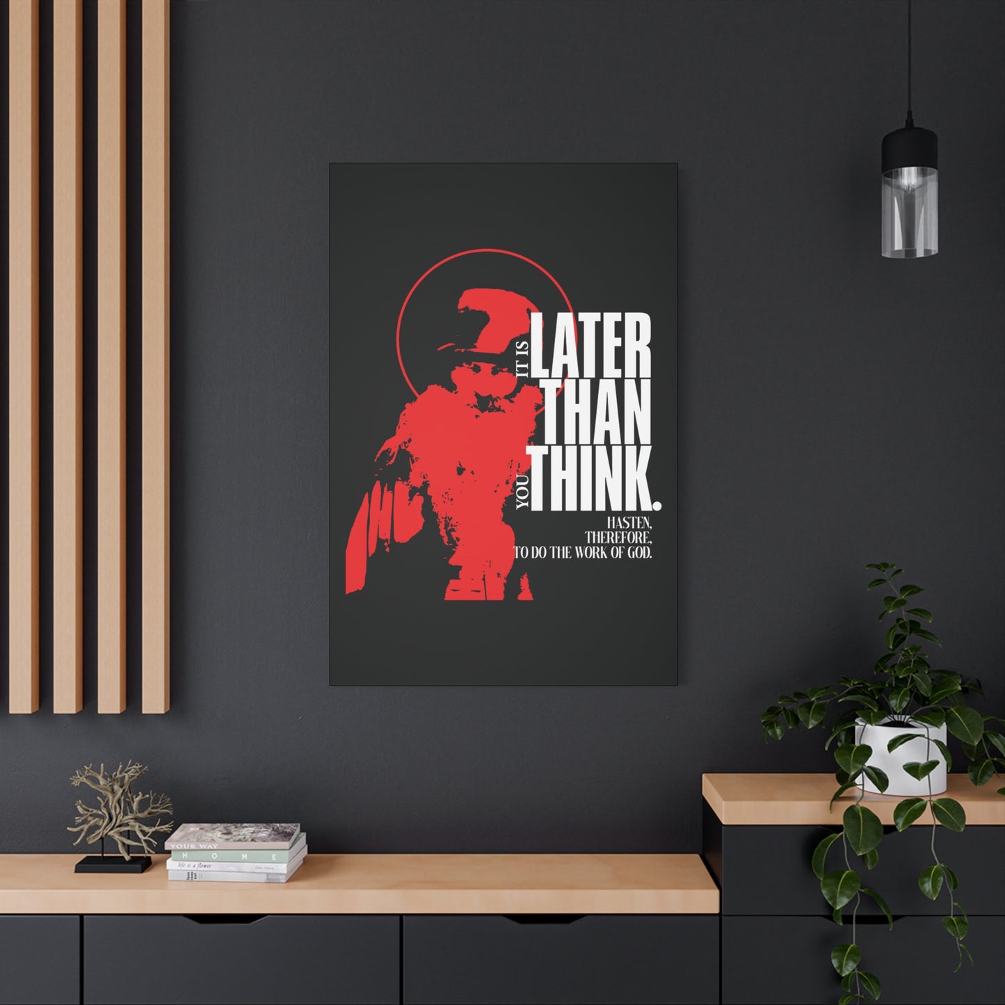 It's Later Than You Think | Seraphim Rose | Minimal Red Design with Halo | Apocalyptic Ethos | Christian Canvas Art