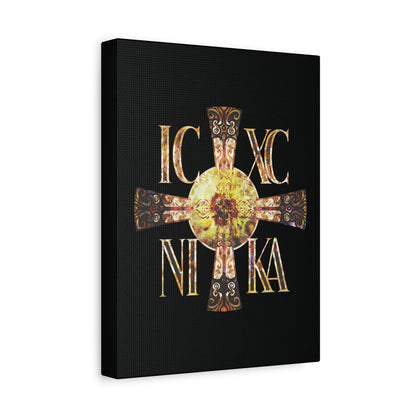 ICXC NIKA Celtic Style Equal Armed Cross | Bright Solar Texture | Orthodox Christian Canvas Art
