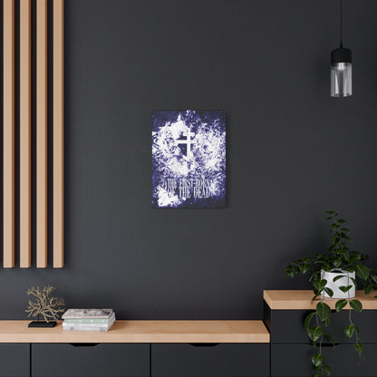 The First-Born of the Dead | Glowing White & Blue Textured Cosmic Orthodox Cross | Resurrection & Apocalypse | Christian Canvas Art