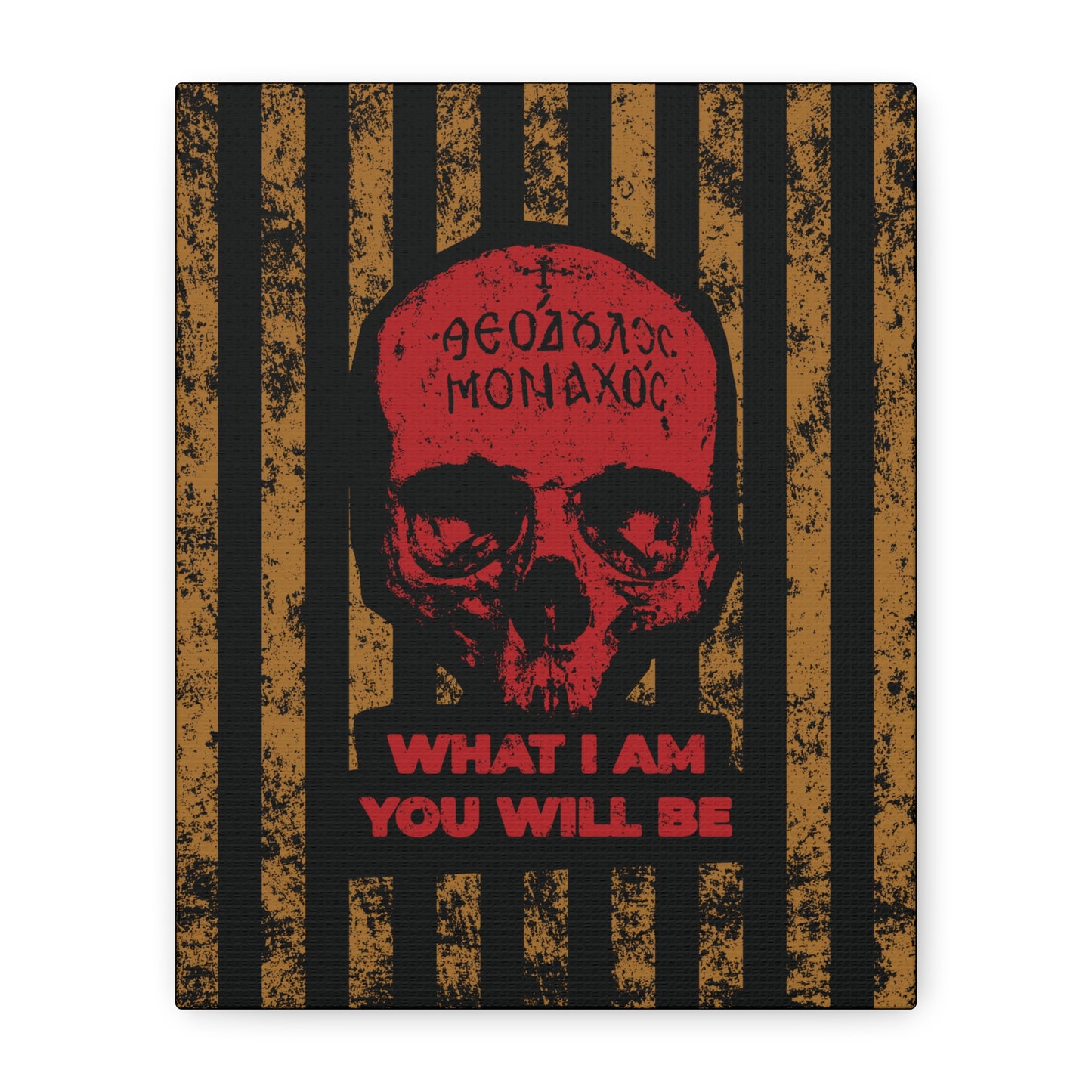 What I Am You Will Be | Memento Mori | Remembrance of Death | Mt Athos Monk Skull | Ascetic Ethos | Christian Canvas Art