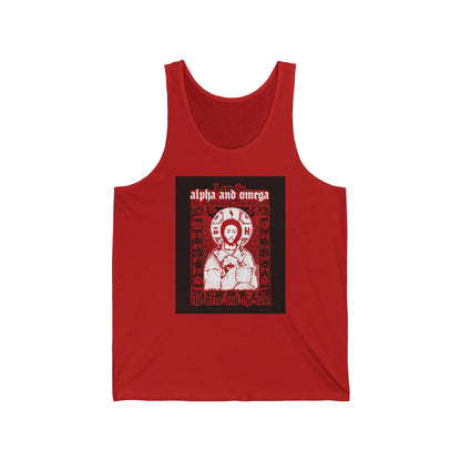 Christ Pantocrator IconoGraphik No. 2 (Alpha and Omega) | Orthodox Christian Jersey Tank Top / Sleeveless Shirt