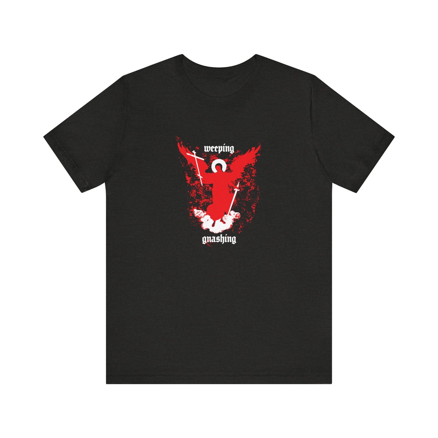 Weeping and Gnashing (Matthew 13:41) | Red Avenging Angel IconoGraphic | Orthodox Christian Lightweight Cotton Unisex Tee