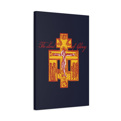 The Lord of Glory | Russian Golgotha Crucifix IconoGraphic (Blue BG) | 1 Corinthians 2:8 | Orthodox Christian Canvas Art
