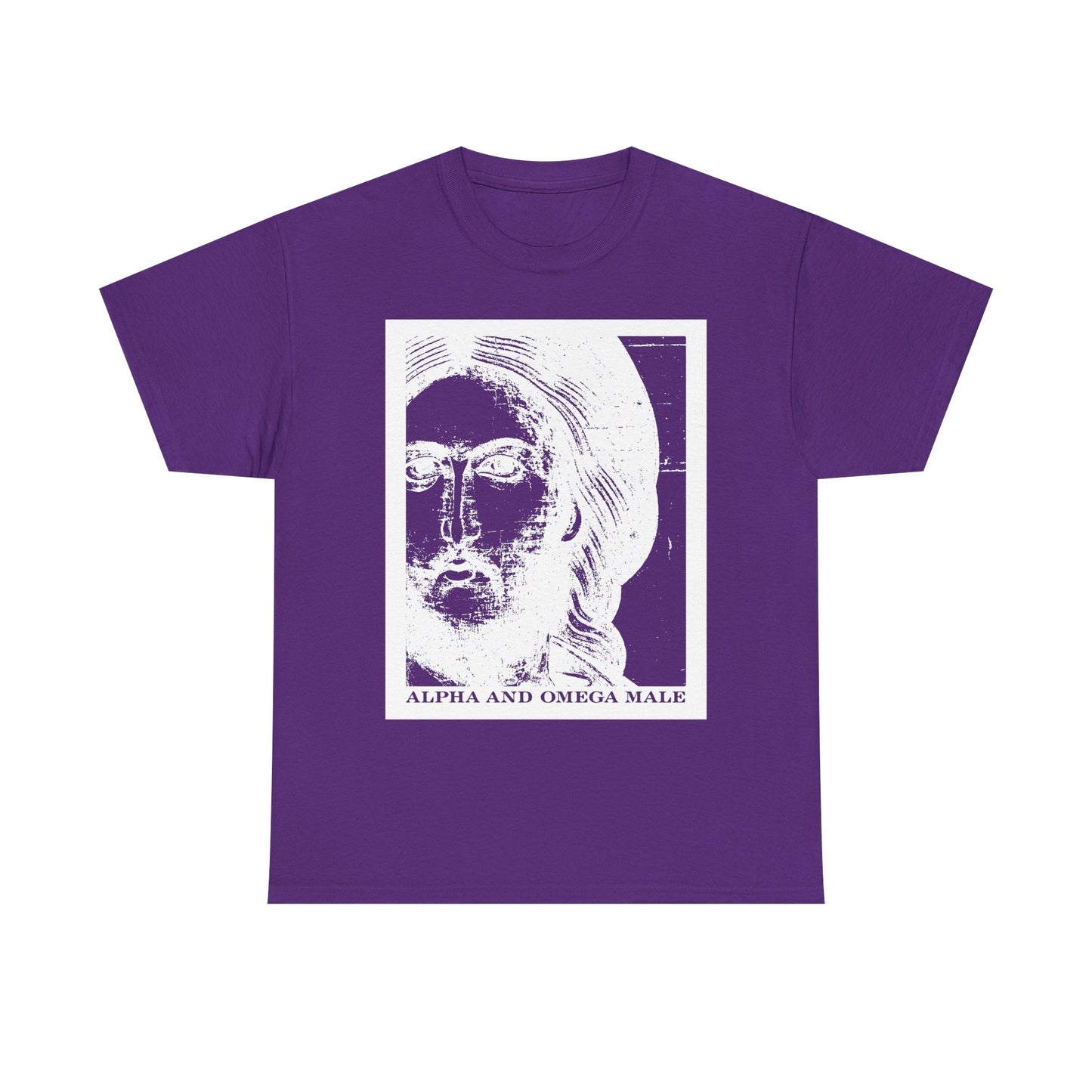 Alpha & Omega Male | Jesus Christ Icono-Graphic Photonegative | I am the Beginning & the End (Rev 22) | Midweight Cotton Unisex T-Shirt
