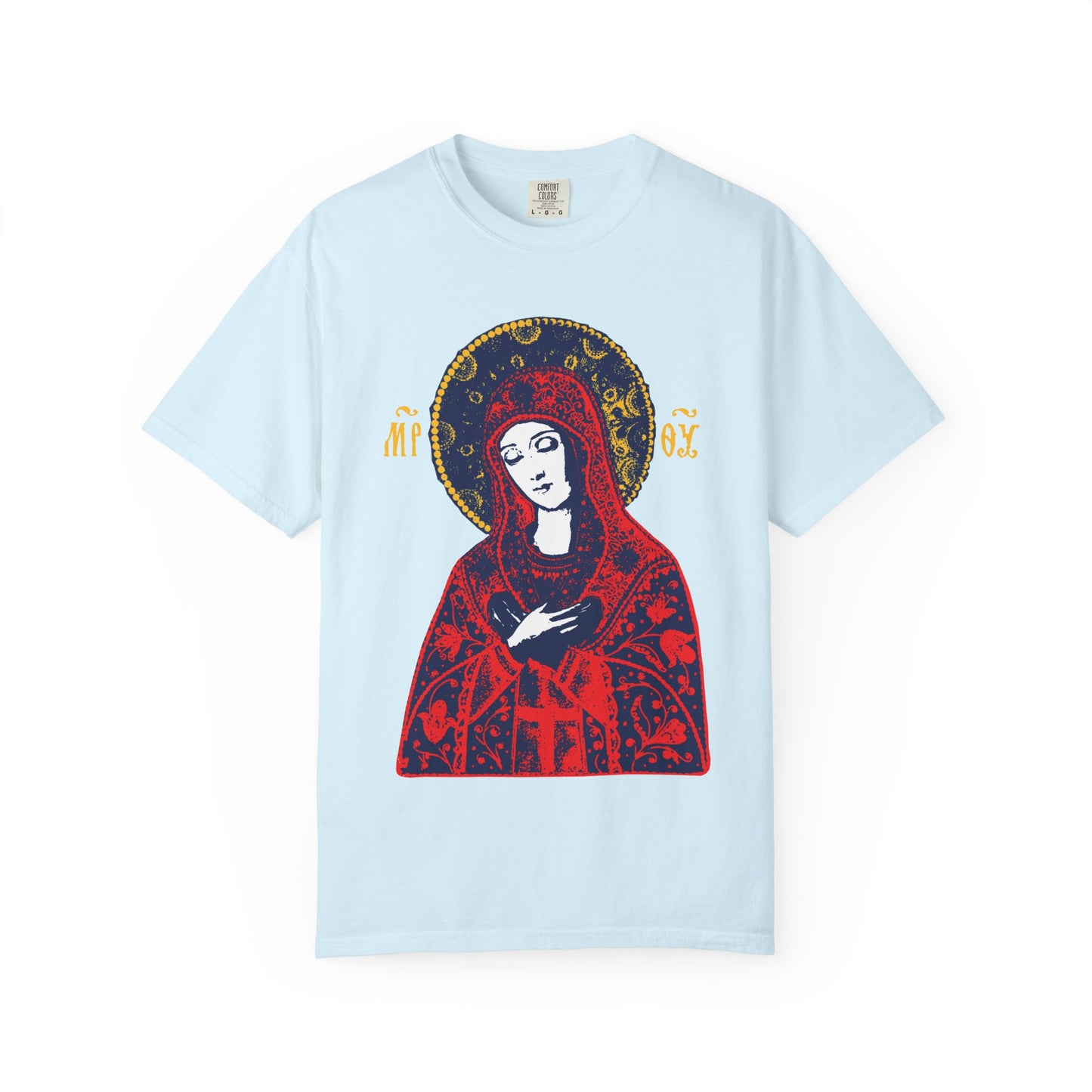 Joy of All Joys Tenderness Theotokos Iconographic Based on Traditional Orthodox Iconography | Christian Heavyweight Cotton Unisex T-Shirt