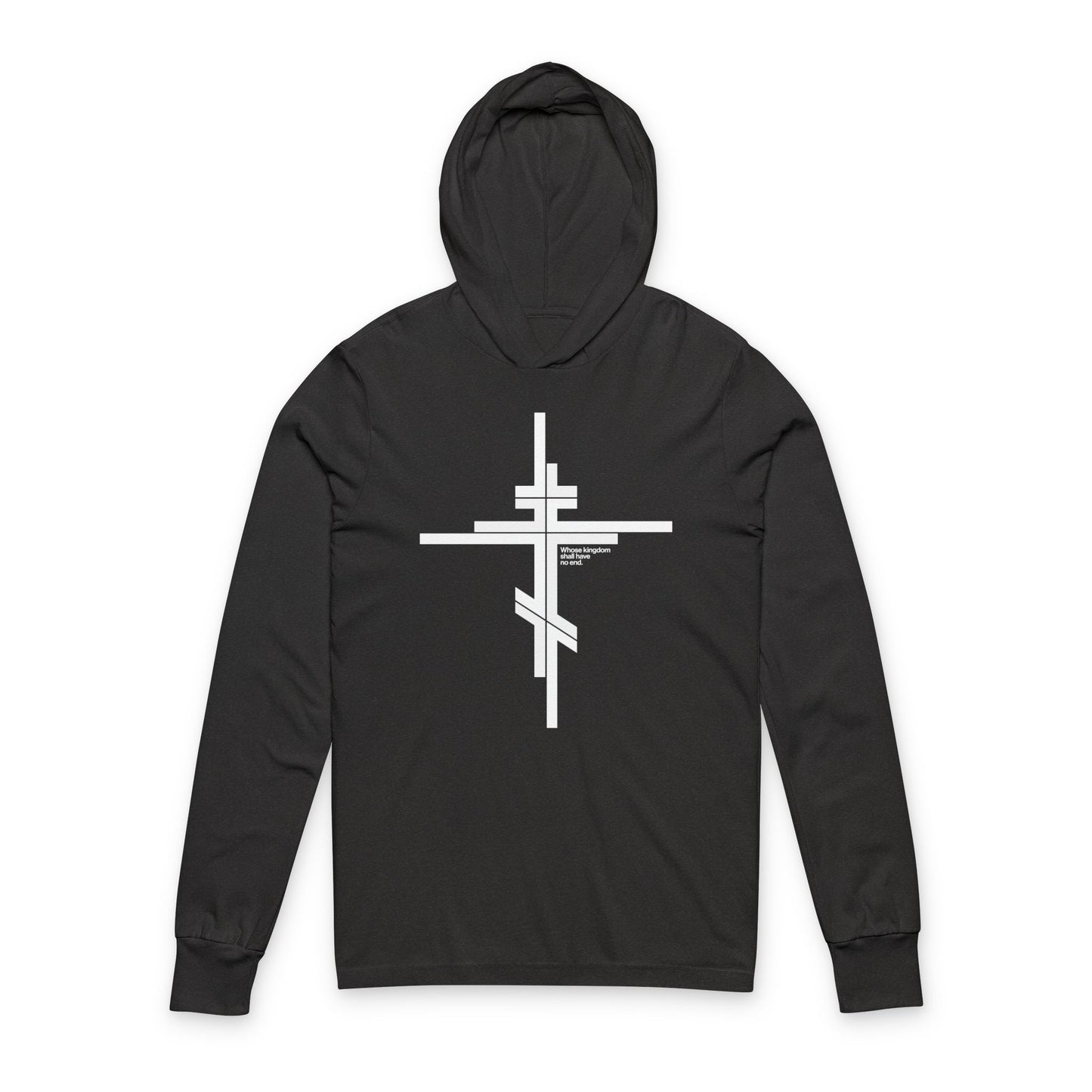 Whose Kingdom Shall Have No End | Luke 1:32-33 | Orthodox Cross | Modernist Minimalist Logo Style | Orthodox Hooded Shirt