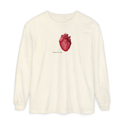 Remember You Will Die Retro Medical Textbook Heart Design | Orthodox Christian Long Sleeve Shirt