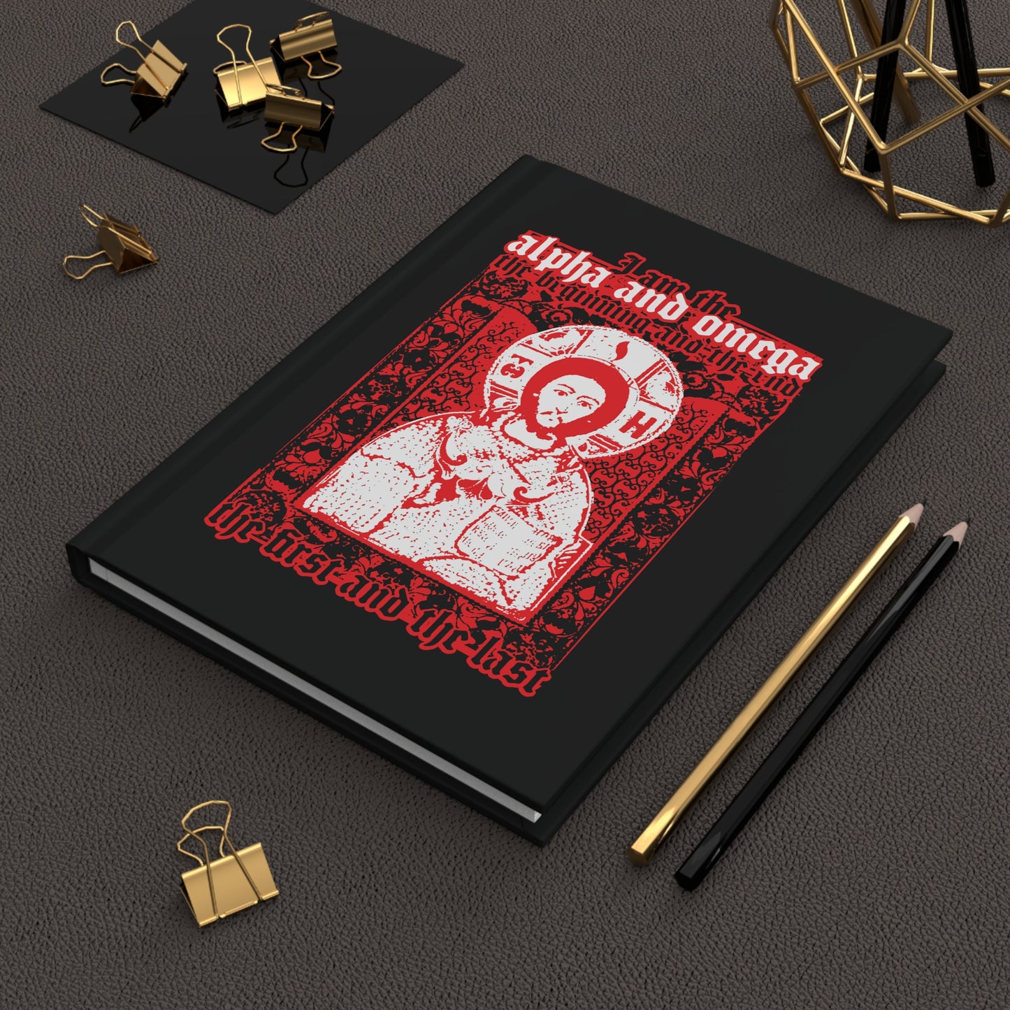 Christ Pantocrator IconoGraphik No. 2 (Alpha and Omega) | Orthodox Christian Accessory | Hardcover Journal