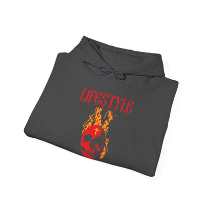 Lifestyle is Deathstyle | Burning Red Skull with Orthodox Cross | How You Live is How You Die | Orthodox Christian Hoodie / Hooded Sweatshirt