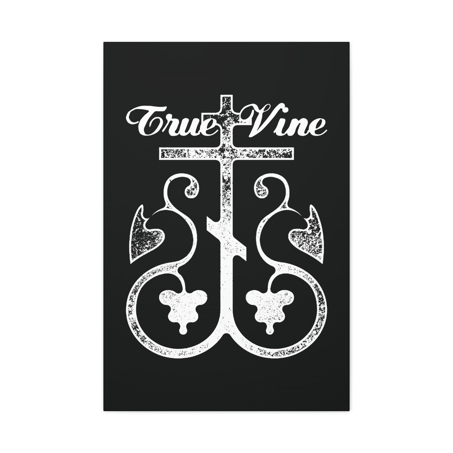 I Am the True Vine (John 15, Ezekiel 15) | Orthodox Cross with Grape Vine | Photocopy Effect | Orthodox Christian Canvas Wall Art