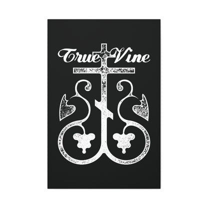I Am the True Vine (John 15, Ezekiel 15) | Orthodox Cross with Grape Vine | Photocopy Effect | Orthodox Christian Canvas Wall Art