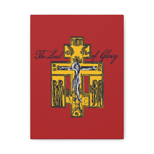 The Lord of Glory | Russian Golgotha Crucifix IconoGraphic (Red BG) | 1 Corinthians 2:8 | Orthodox Christian Canvas Art