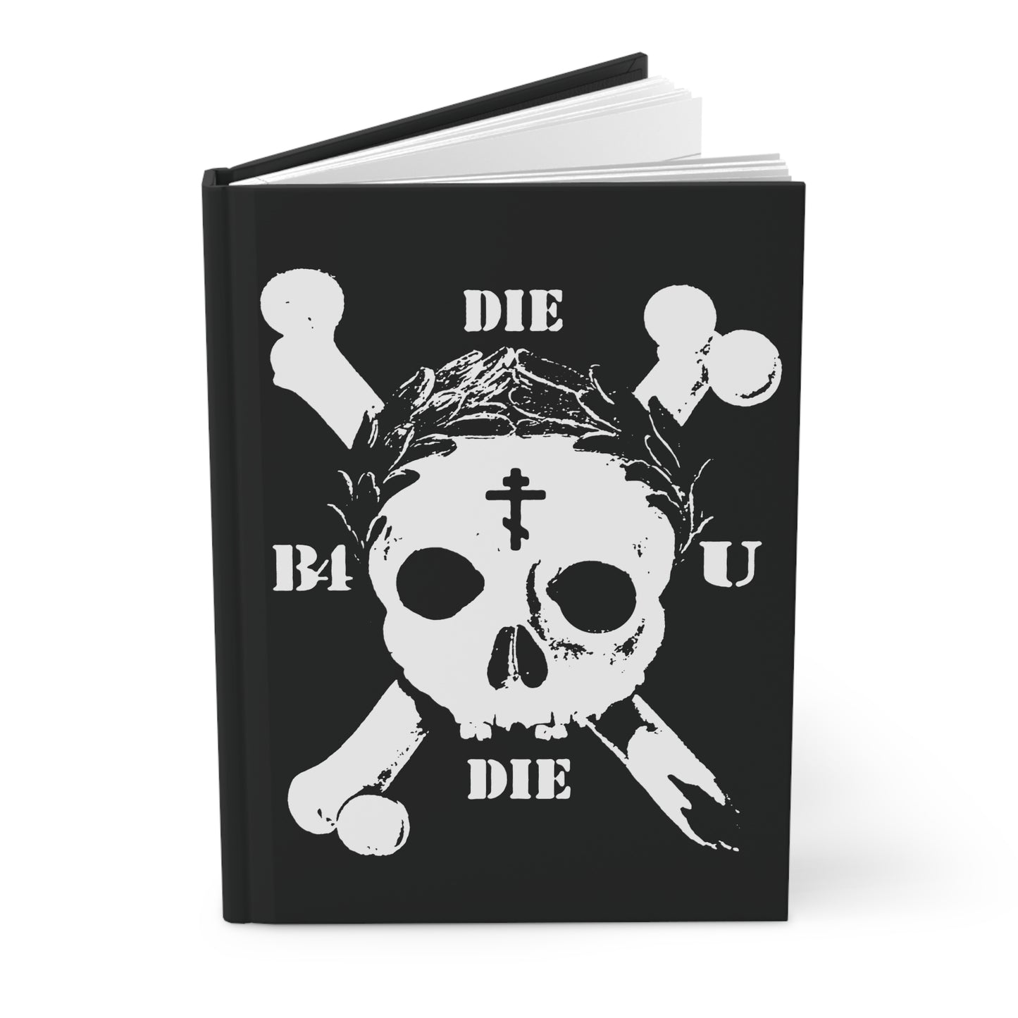 Die Before You Die Journal: Retro skull & crossbones, Orthodox Cross, laurel wreath, and Memento Mori design—a bold ascetic Christian blank notebook to inspire you to take up your cross daily.