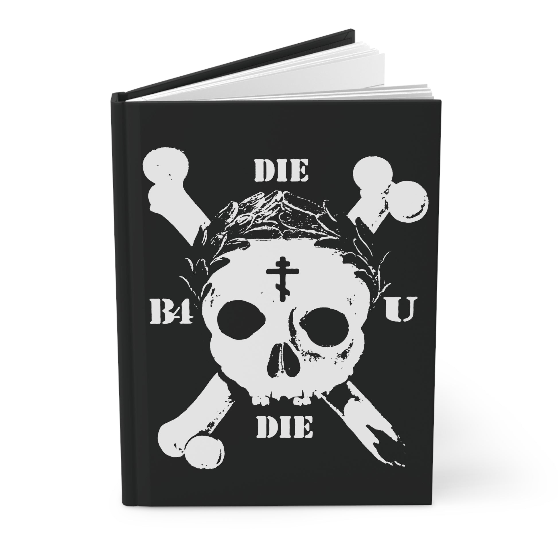 Die Before You Die Journal: Retro skull & crossbones, Orthodox Cross, laurel wreath, and Memento Mori design—a bold ascetic Christian blank notebook to inspire you to take up your cross daily.