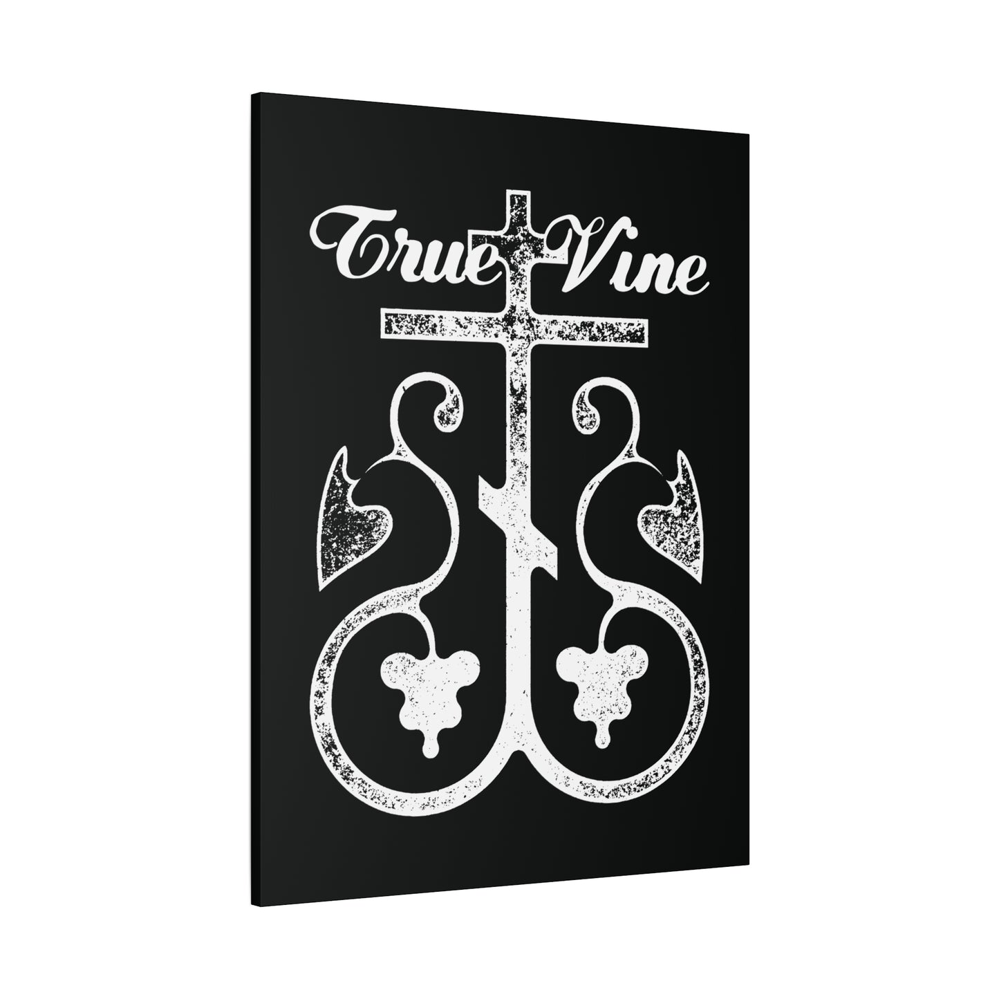 I Am the True Vine (John 15, Ezekiel 15) | Orthodox Cross with Grape Vine | Photocopy Effect | Orthodox Christian Canvas Wall Art