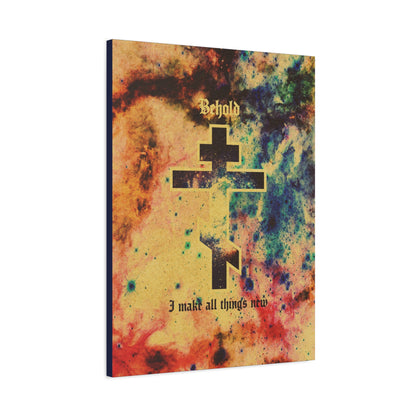 Behold, I Make All Things New (Revelation 21:5) | Cosmic Orthodox Cross On Inverted Starfield | Second Coming | Orthodox Christian Canvas Art