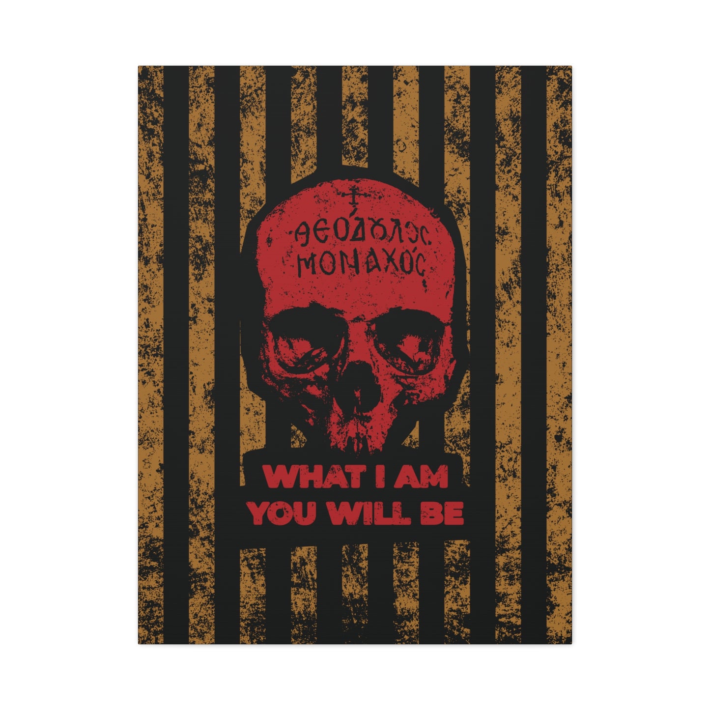 What I Am You Will Be | Memento Mori | Remembrance of Death | Mt Athos Monk Skull | Ascetic Ethos | Christian Canvas Art