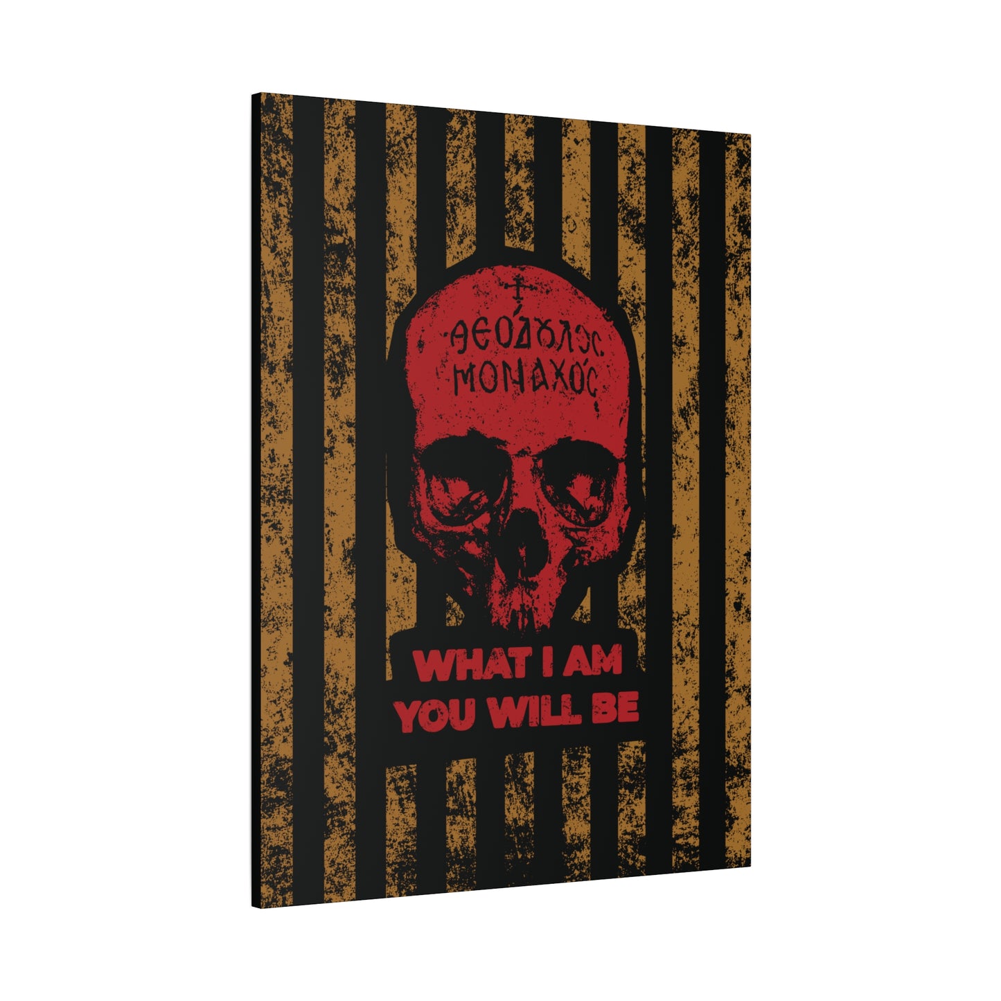 What I Am You Will Be | Memento Mori | Remembrance of Death | Mt Athos Monk Skull | Ascetic Ethos | Christian Canvas Art