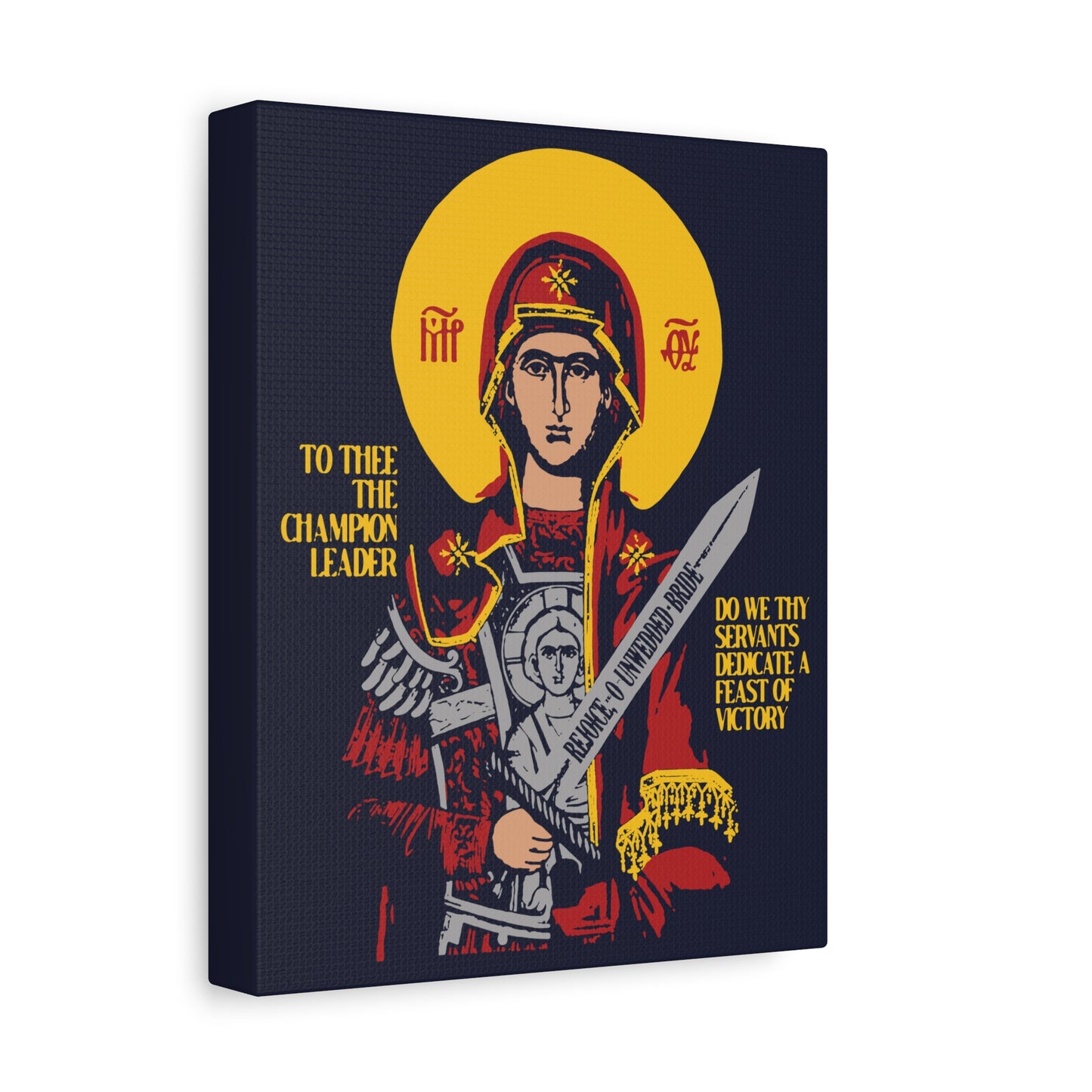 To Thee the Champion Leader | Mother of God | Theotokos with Sword IconoGraphic | Orthodox Christian Canvas Art