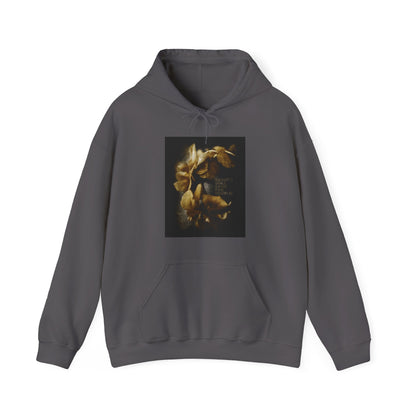 Charcoal hoodie featuring "Beauty Will Save the World" with a photographic artwork glorifying Jesus Christ, Universal Creator & King. Subtle front-center text highlights Dostoevsky’s message.