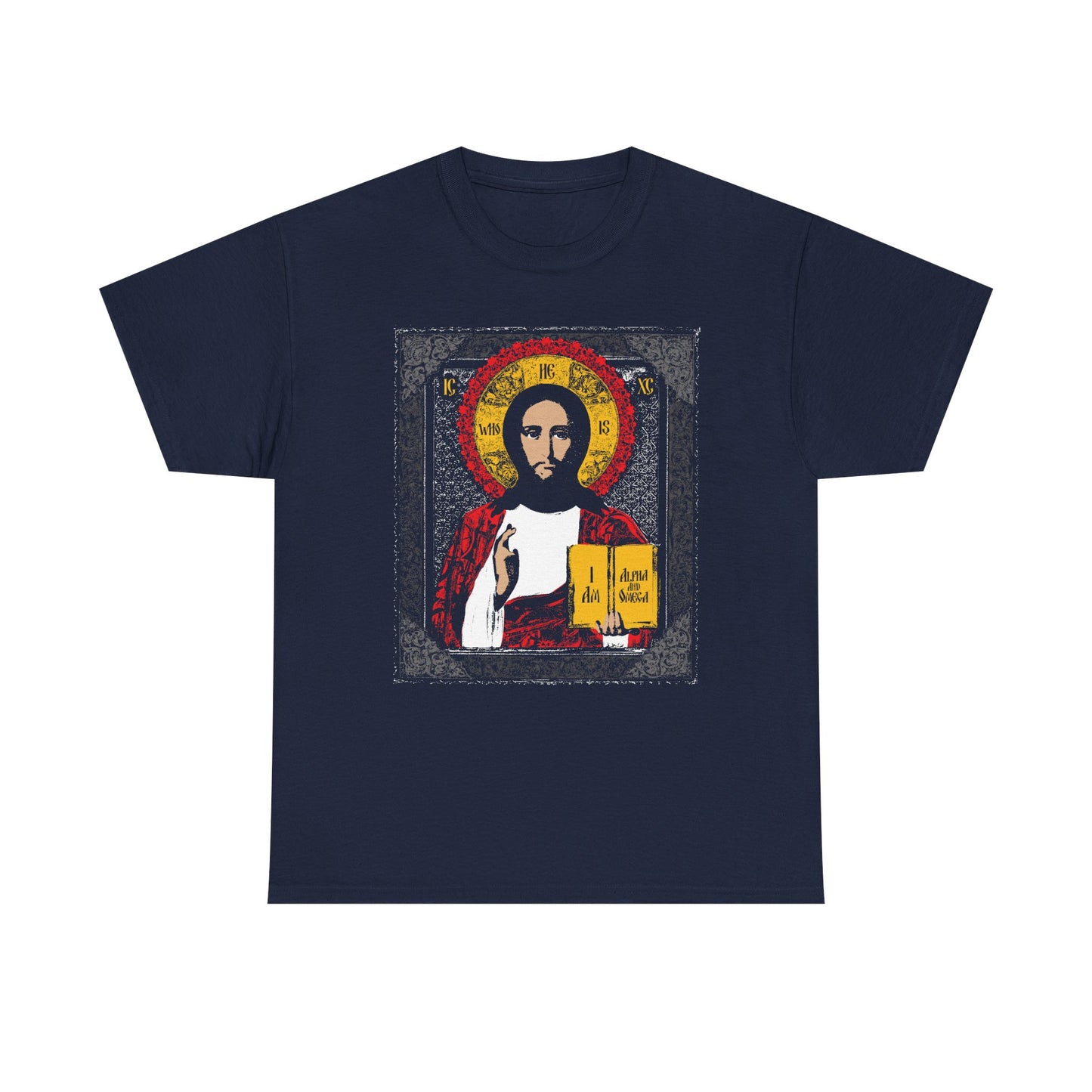 Christ Pantocrator Icono-Graphic | He-Who-Is | I Am the Alpha and Omega | Ancient Icon Graphic Design | Midweight Cotton Unisex Tee