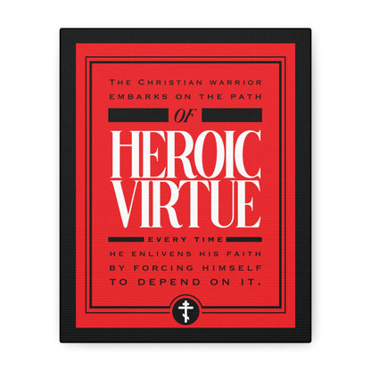 The "Christian Warrior | Path of Heroic Virtue" wall art features red and black design with a devotional quote inspired by Phil 4:13—perfect for inspiring ascetic ethos and faith at home.