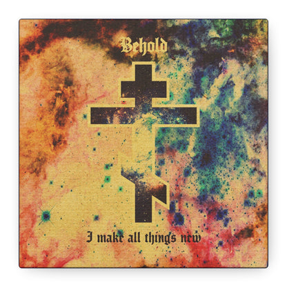 Behold, I Make All Things New (Revelation 21:5) | Cosmic Orthodox Cross On Inverted Starfield | Second Coming | Orthodox Christian Canvas Art