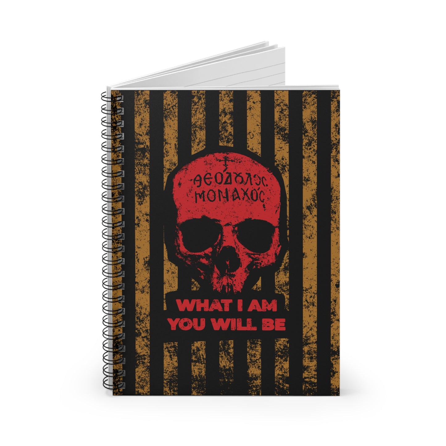 What I Am You Will Be | Memento Mori | Remembrance of Death | Mt Athos Monk Skull | Ascetic Ethos | Orthodox Spiral Notebook