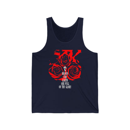 Heaven and Earth Are Full of Thy Glory | Orthodox Liturgical Hymn | Red Roses | Western Typography | Orthodox Christian Tank Top