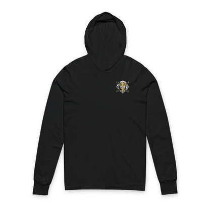 Gold Orthodox Cross ICXC NIKA  (Small Design) | White Medieval Ornate Floral Pattern | Jesus Christ Conquers | Christian Hooded Shirt