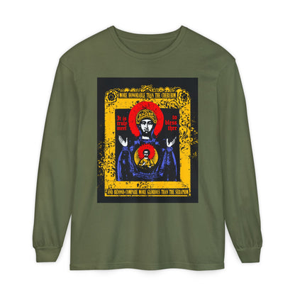 It is Truly Meet To Bless Thee Iconographic | Axion Estin Hymn to the Mother of God Theotokos | Orthodox Christian Long Sleeve Shirt
