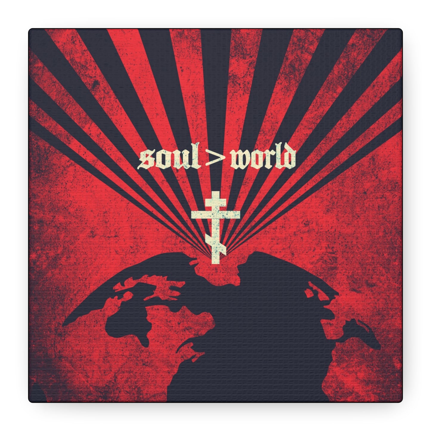 What Shall it Profit a Man | Matthew 16:26 | Soul Is Greater Than World | Red Earth White Cross | Orthodox Christian Canvas Art