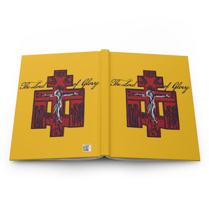 The Lord of Glory | Russian Golgotha Crucifix IconoGraphic (Gold BG) | 1 Corinthians 2:8 | Orthodox Christian Hardcover Blank Journal