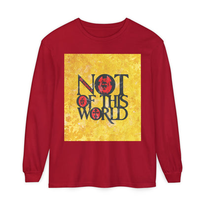 My Kingdom is Not of This World (John 18:36) | Bold Red, Yellow & Black Textured Design with Icon Motifs | Orthodox Christian Long Sleeve Shirt