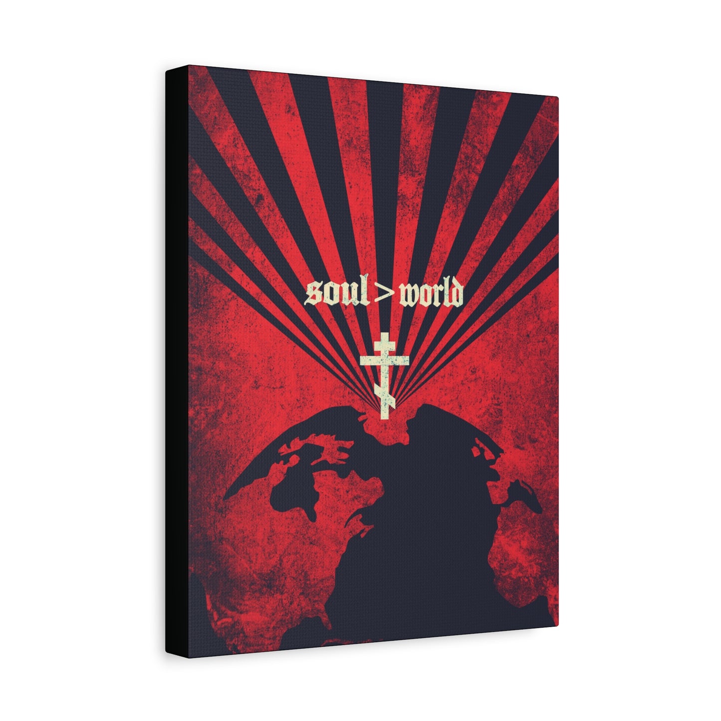 What Shall it Profit a Man | Matthew 16:26 | Soul Is Greater Than World | Red Earth White Cross | Orthodox Christian Canvas Art