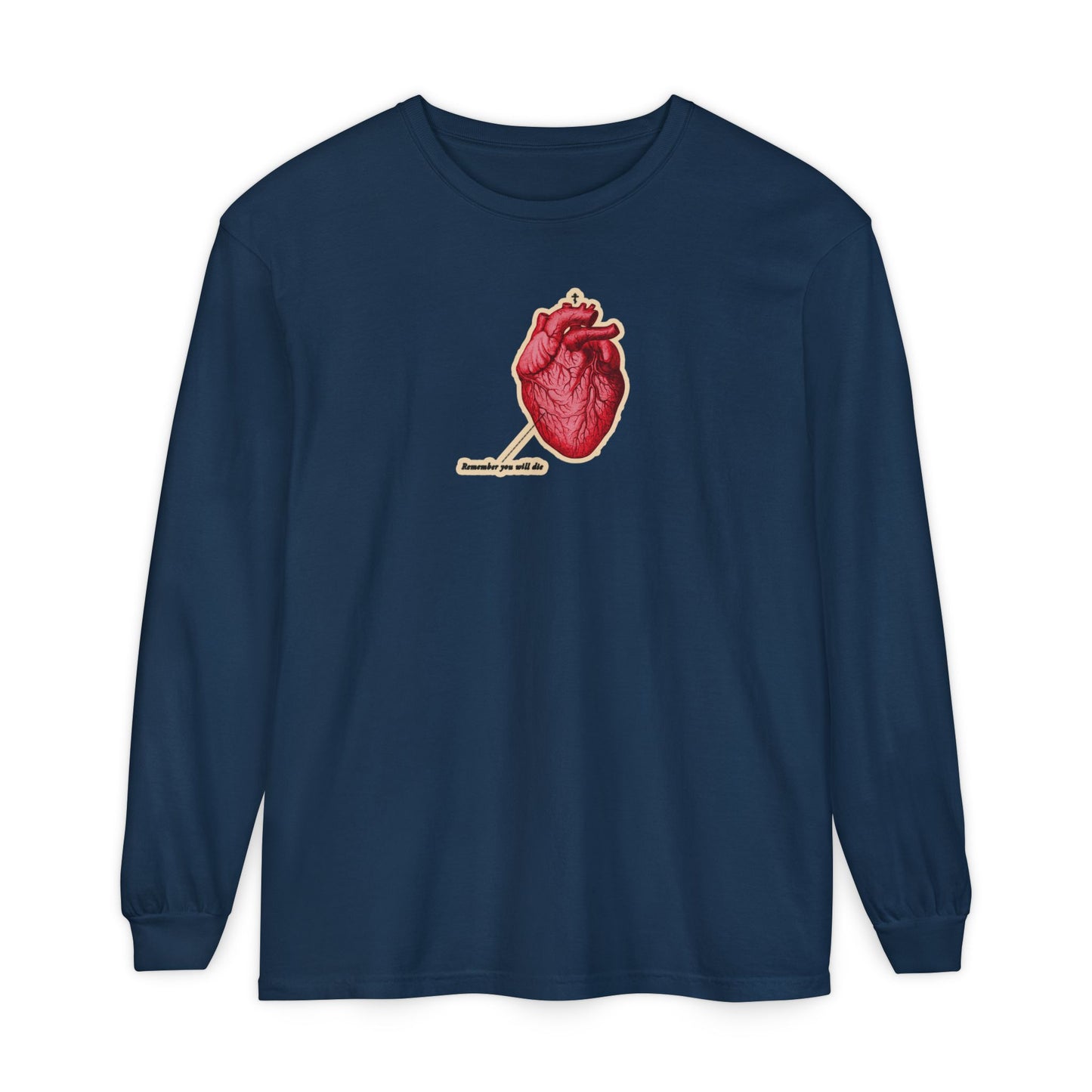 Remember You Will Die Retro Medical Textbook Heart Design | Orthodox Christian Long Sleeve Shirt