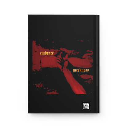 Embrace Meekness | Haunting Crucified Hand of Christ | Kenosis | Meek Shall Inherit Earth | Haltone Art | Gothic Font | Christian Journal