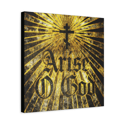 Featuring a textured gothic font with "Arise O God," an Orthodox cross, and golden rays, this wall art draws on the Divine Council worldview and Psalm 81 (82 LXX), blending Orthodox Christian themes with bold black and gold design.