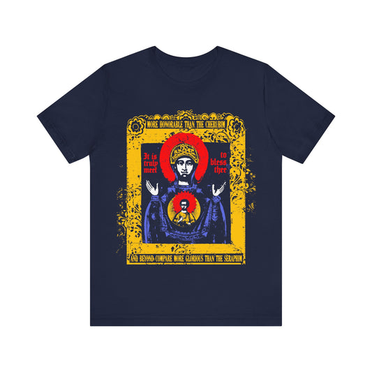 It is Truly Meet To Bless Thee Iconographic | Axion Estin Hymn to the Mother of God Theotokos | Orthodox Christian T-Shirt