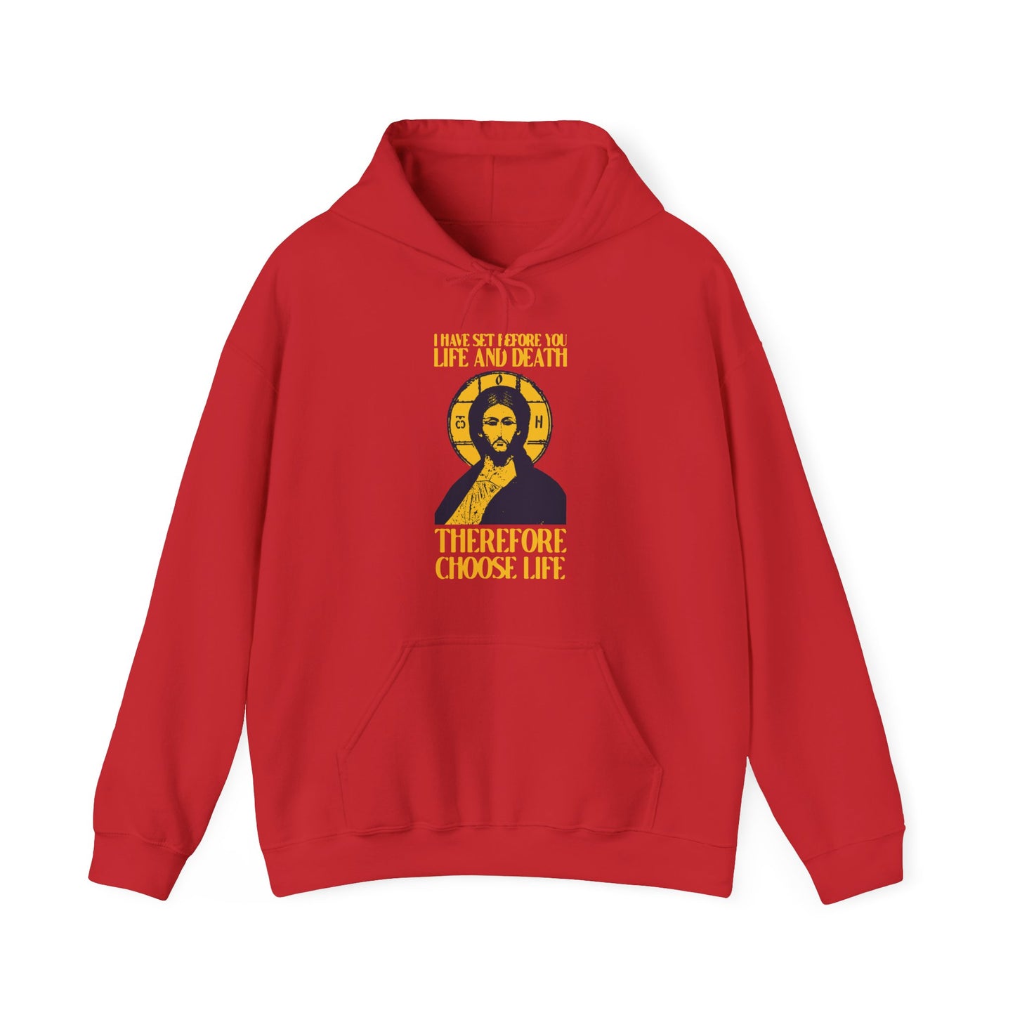 I Have Set Before You Life and Death (Deut. 30:11-20) Red Design No. 1 | Orthodox Christian Hoodie