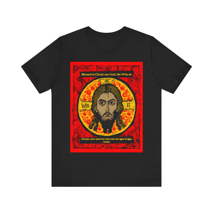 Made Without Hands (Mandylion/Image of Edessa) | Jesus Christ Orthodox Icon Graphic Design | Red Black & Yellow | Orthodox Christian T-Shirt