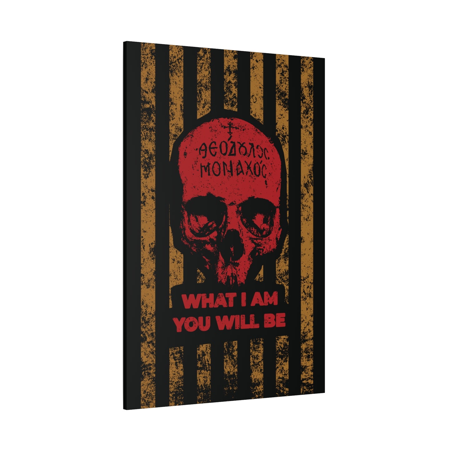 What I Am You Will Be | Memento Mori | Remembrance of Death | Mt Athos Monk Skull | Ascetic Ethos | Christian Canvas Art