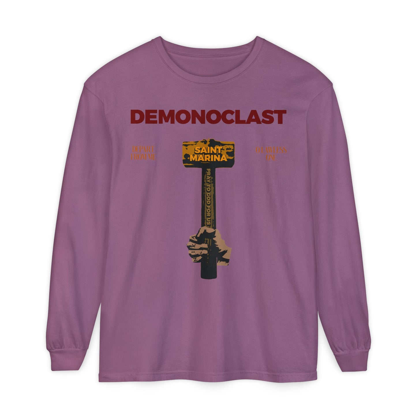 Demonoclast | St. Marina's Hammer | NIKA Fist | Christ Conquers | Demon Smasher | Unseen Warfare | Christian Martyrdom | Orthodox Long Sleeve