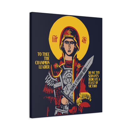 To Thee the Champion Leader | Mother of God | Theotokos with Sword IconoGraphic | Orthodox Christian Canvas Art