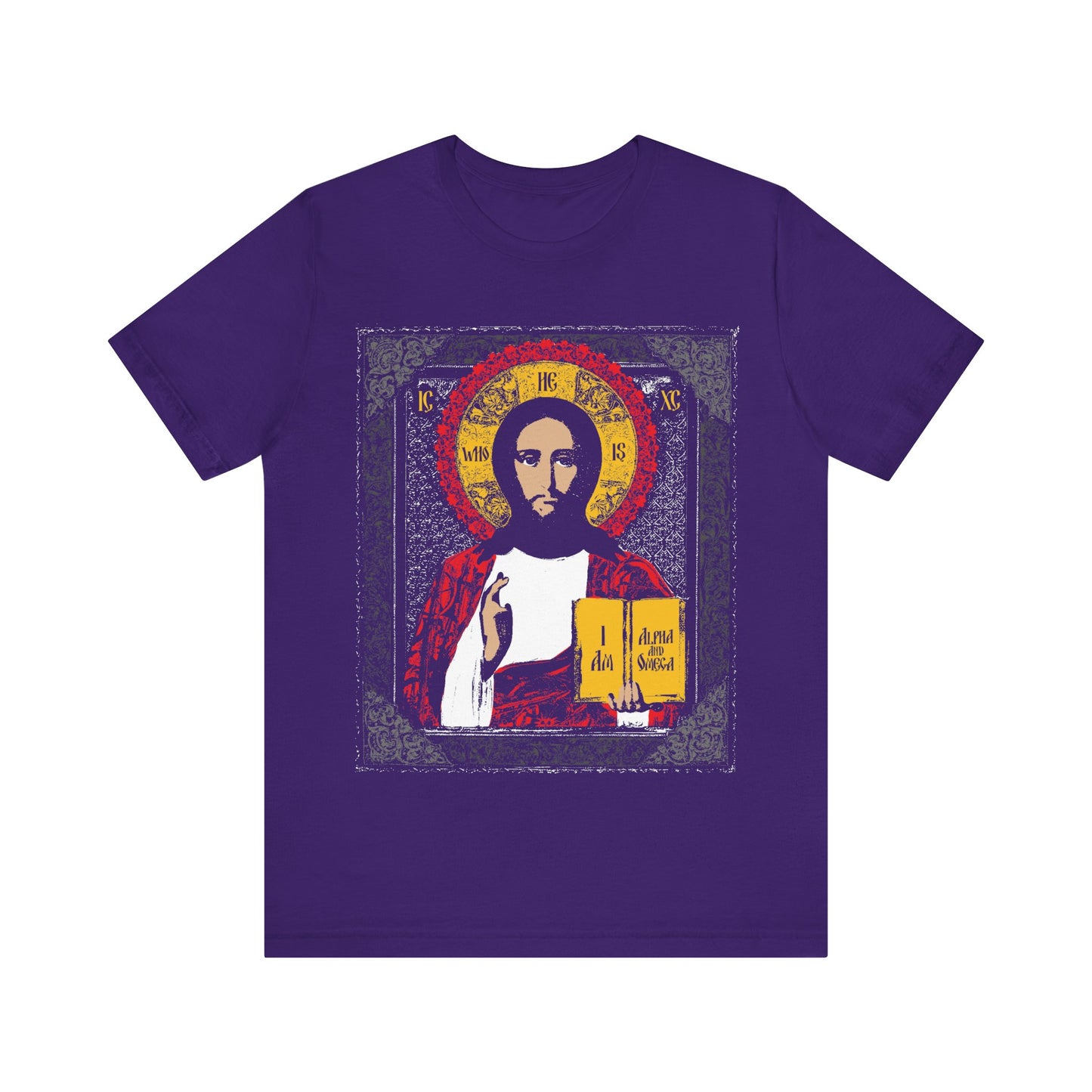 Christ Pantocrator Icono-Graphic | He-Who-Is | I Am the Alpha and Omega | Ancient Icon Graphic Design | Orthodox Christian Cotton T-Shirt