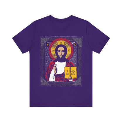 Christ Pantocrator Icono-Graphic | He-Who-Is | I Am the Alpha and Omega | Ancient Icon Graphic Design | Orthodox Christian Cotton T-Shirt